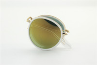 rb3517 folding round metal  golden flash sunglasses ,50mm