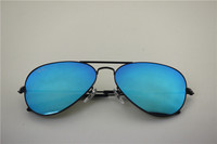 Aviator , rb 3025 002/17 black frame skyblue flash lens, unisex sunglasses .58 62mm