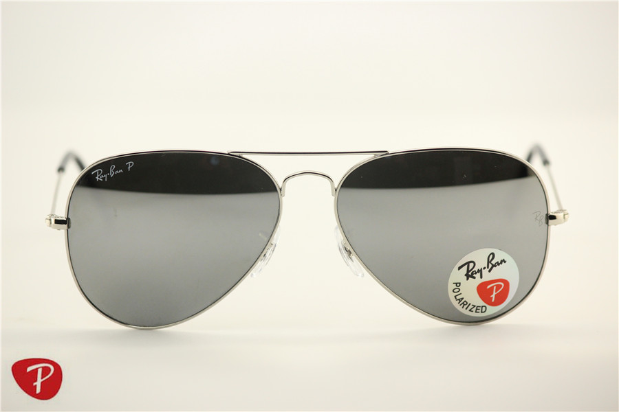 Aviator , rb 3025 019/W3 full silver polarized flash lens ,unisex sunglasses , 58 62mm