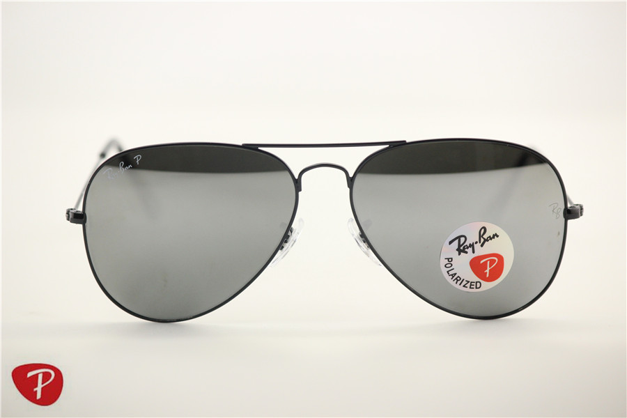 Aviator , rb 3025 black frame silver polarized flash lens,unisex sunglasses ,58 62mm