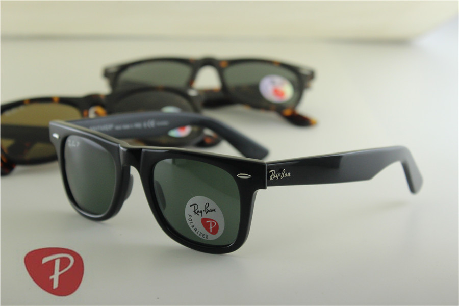 Wayfarer ,rb2140 901/58 black frame green lens polarized unisex sunglasses ,50mm54mm