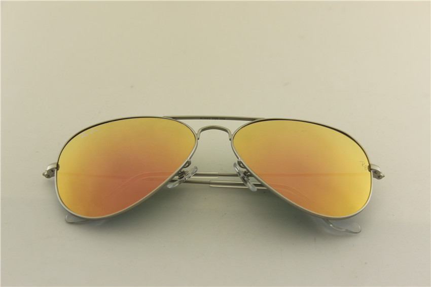 aviator , rb 3025 019/Z2,matte silver frame pink mirror lens, unisex style