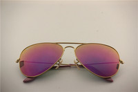 Aviator , rb 3025 112/68F matte golden frame purple flash lens, unisex sunglasses ,55 58 62mm