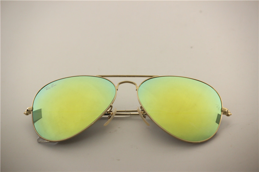Aviator ,rb 3025 112/68 matte golden frame yellow flash lens ,retro sunglasses , 55 58 62 mm