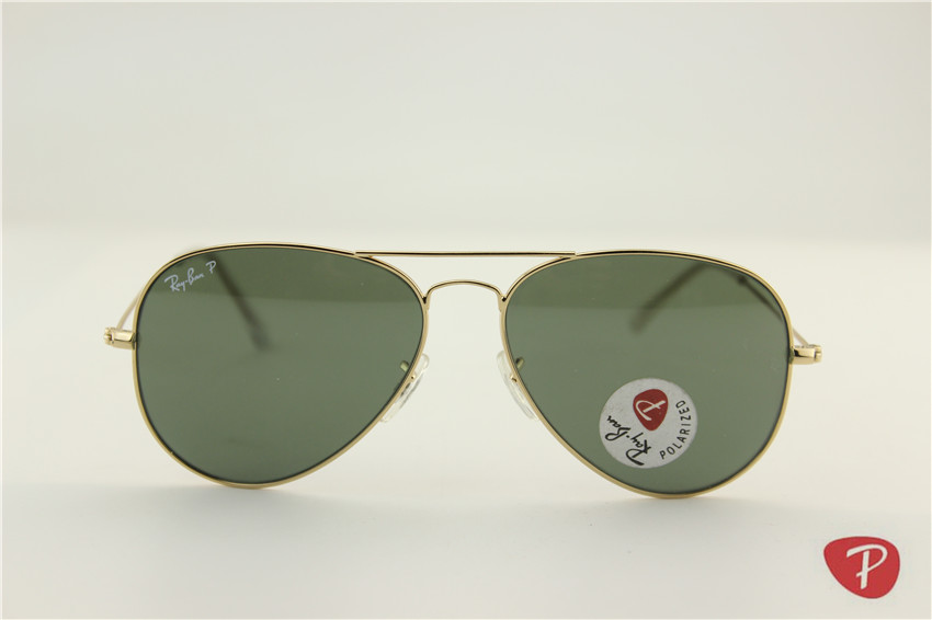 Aviator ,rb 3025 001/58 golden frame green polarized lens ,unisex sunglasses ,58 62mm