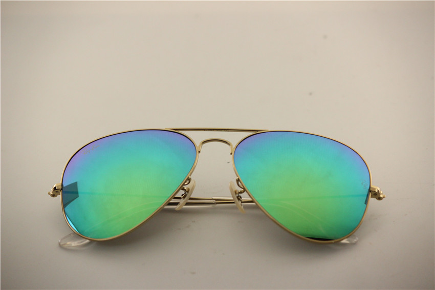 Aviator ,rb 3025 112/19 matte golden frame green flash mirror ,unisex sunglasses ,55 58 62