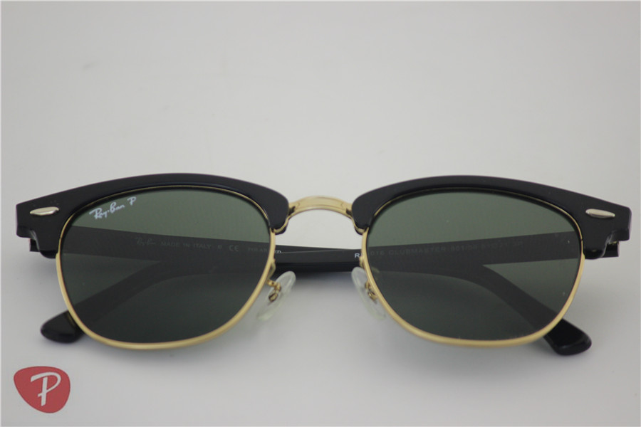 Clubmaster ,rb 3016 901/58 black frame polarized glass lense unisex sunglasses ,51mm