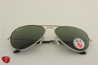 Aviator ,rb 3025 003/58 silver frame green polarized sunglasses , 58 62mm
